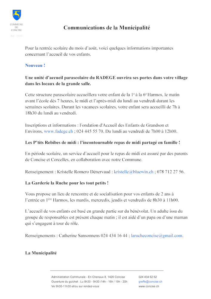 15119 UAPE Concise. Avis. Tout ménage 2018 Corcelles. Concise. Mutrux. Provence