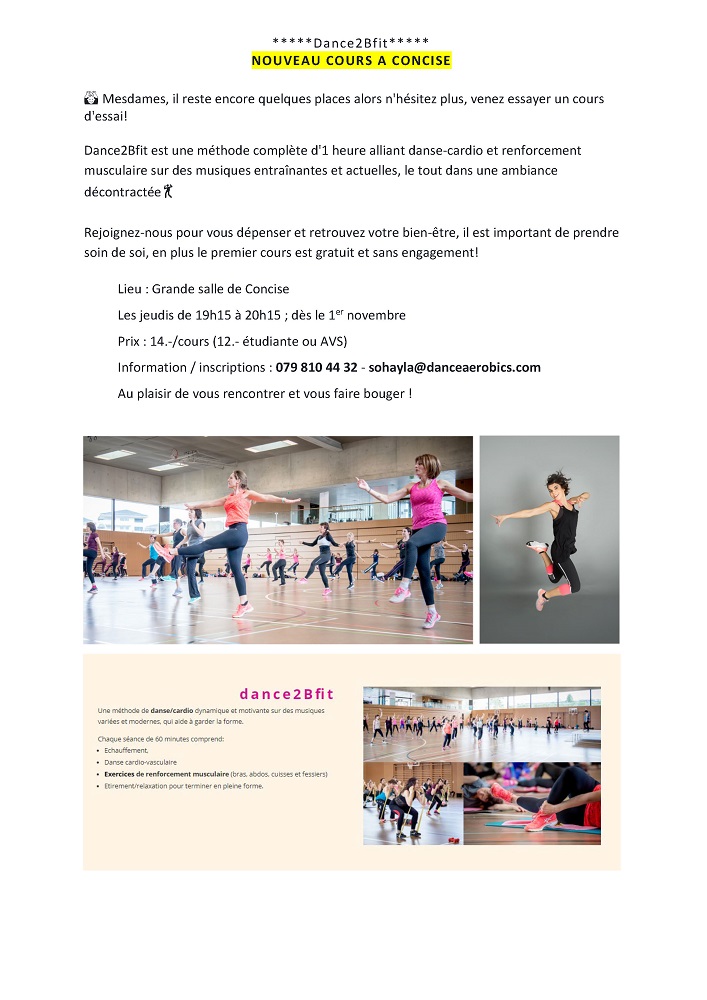 Dance2Bfit. Publicité concise.ch