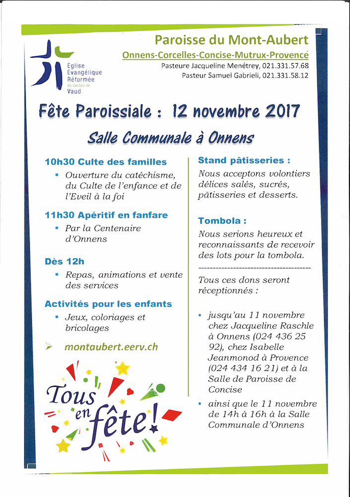 Onnens. Fête paroissiale 12.11.2017