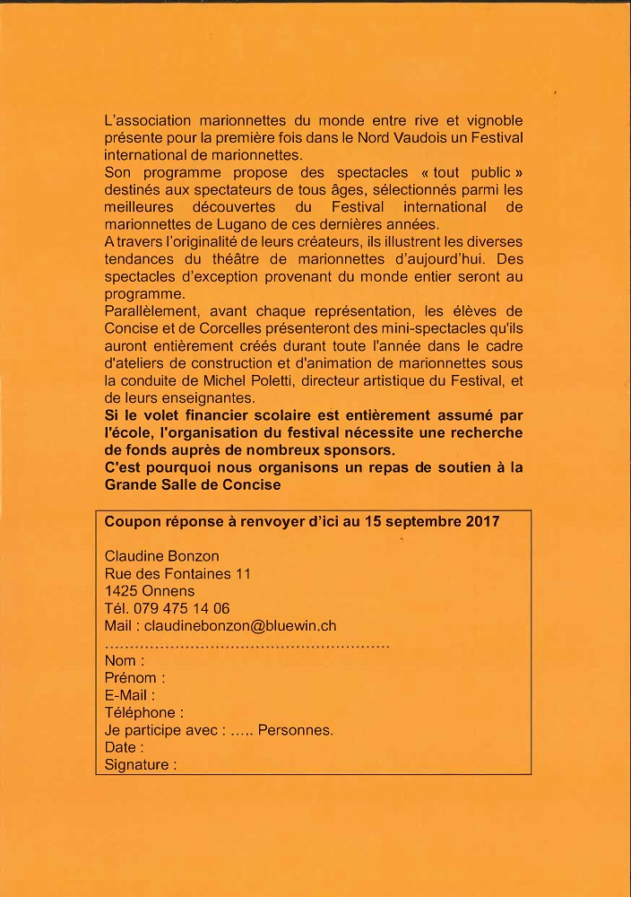 Repas de soutien Festival de marionnettes à Concise 2018 Page 2