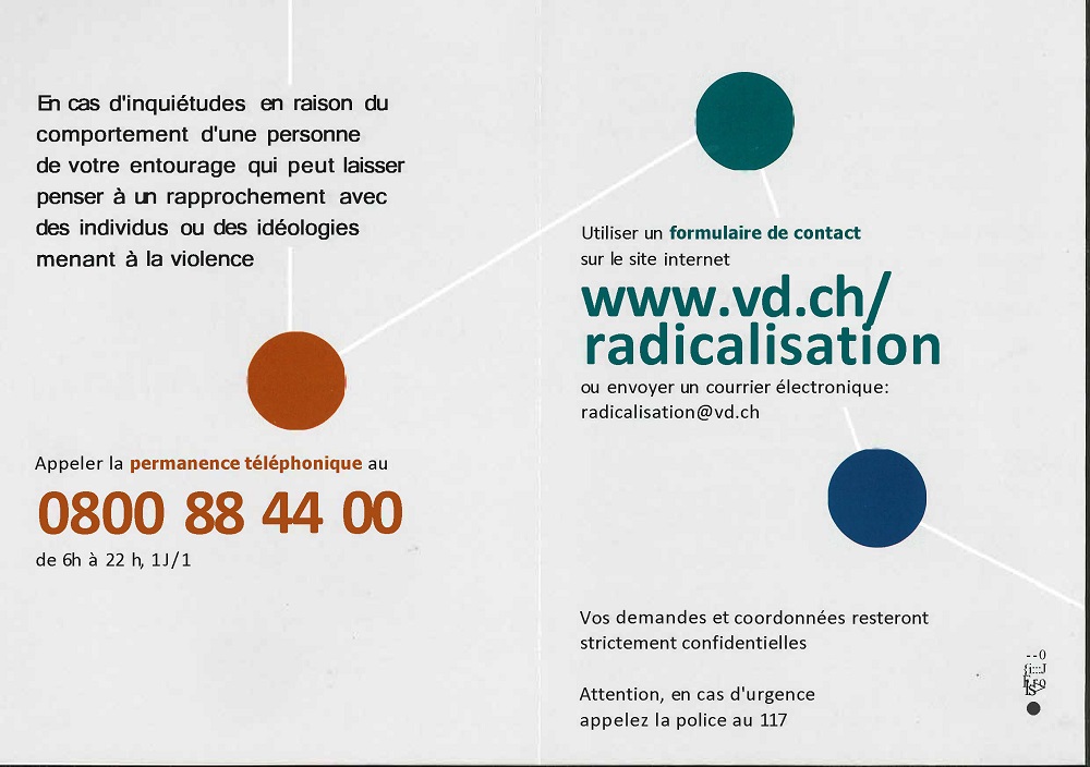 r 2541 Canton de Vaud. CIC. Avis. Hotline radicalisation extrémisme. Page 2